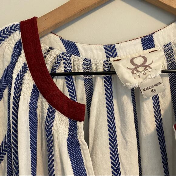 FIGUE Red White Blue Embroidered Puff Sleeve Mini Dress Medium M - Picture 13 of 14